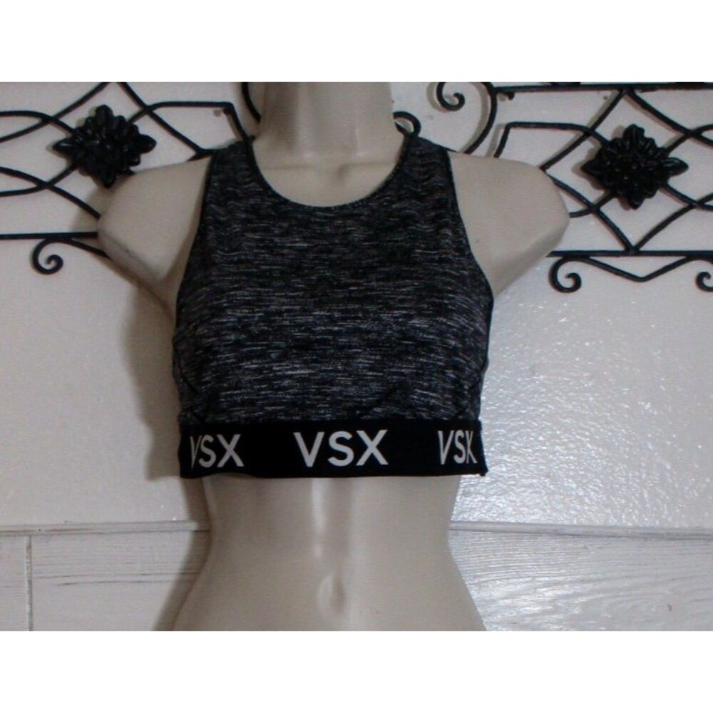 Victoria's Secret Sports Bra VSX Women's Size M Gray Logo Racerback